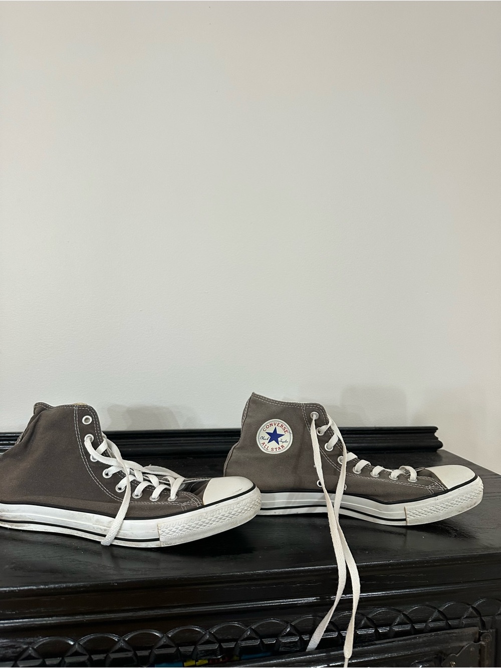 Converse Men's High-Top Sneakers in Charcoal Gray with White Accents